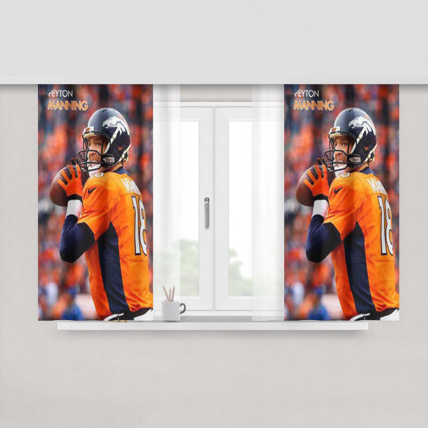 Peyton Manning Denver Broncos Peach Skin Window Curtains
