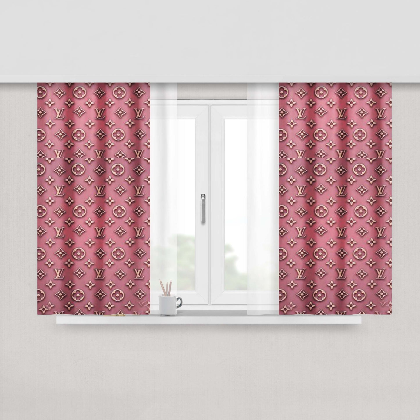 Pink Louis Vuitton Peach Skin Window Curtains