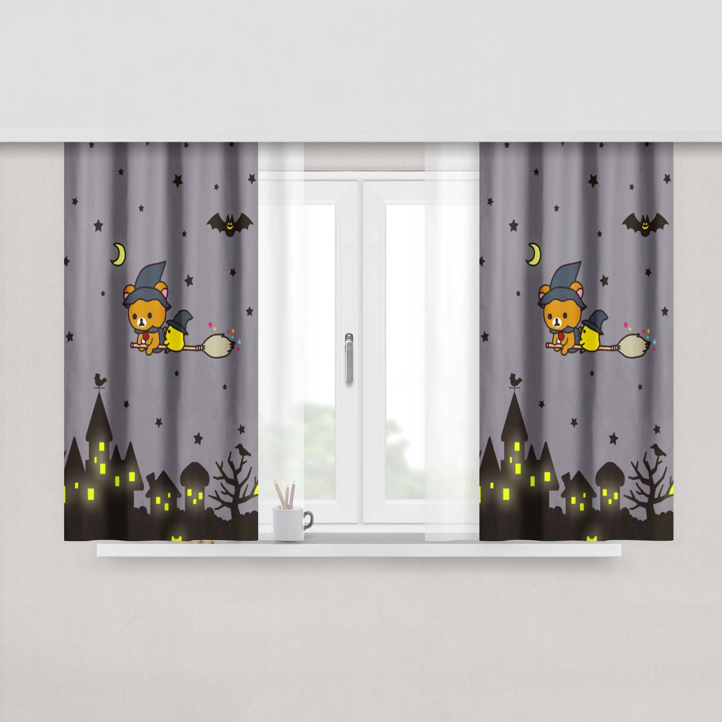 Rilakkuma Halloween Peach Skin Window Curtains