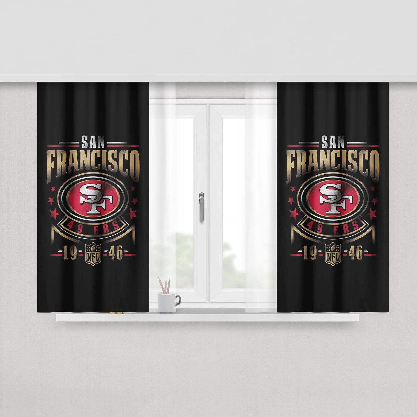San Francisco, 49Ers, Eua, Football, Peach Skin Window Curtains
