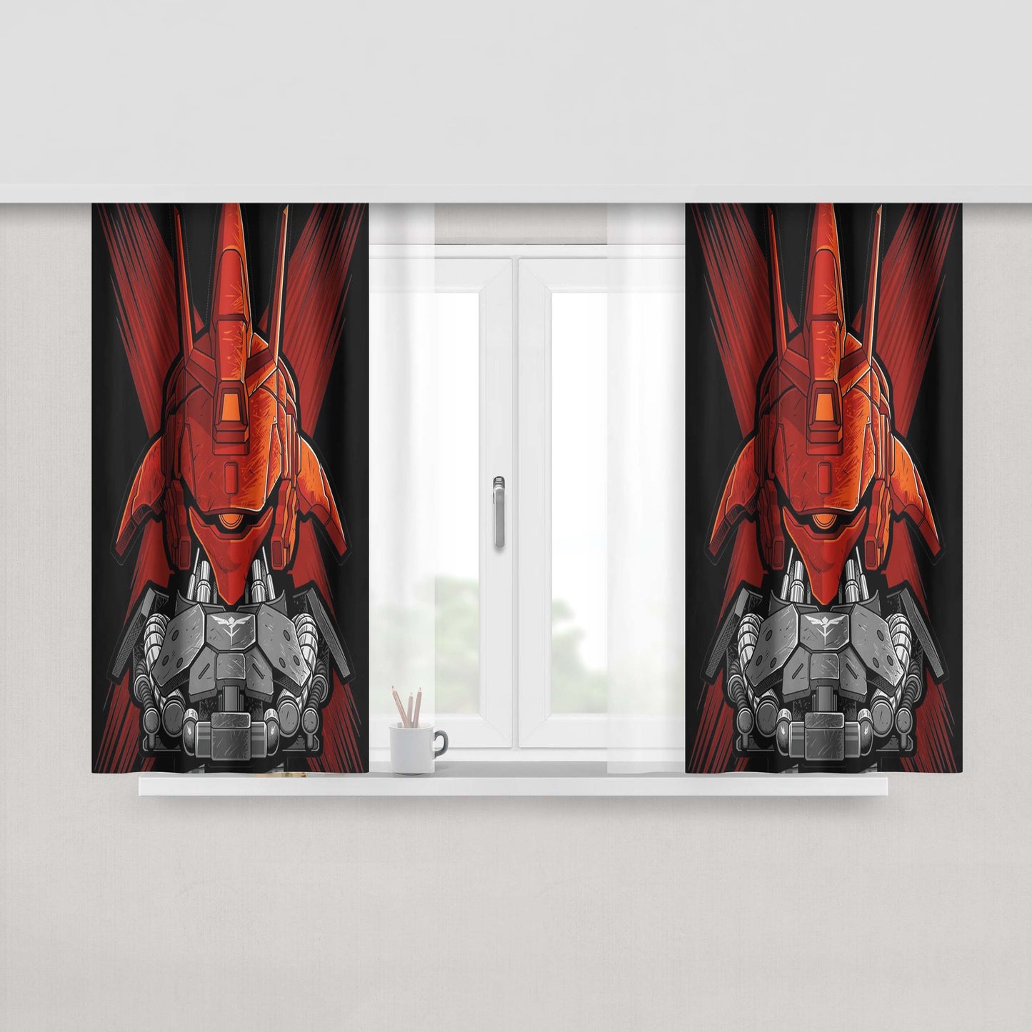 Sazabi Gundam Mecha Peach Skin Window Curtains