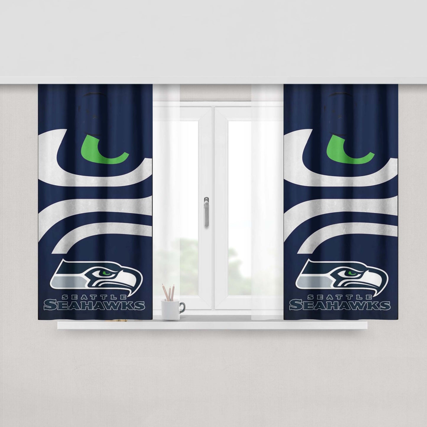 Seattle Seahawks Nfl Peach Skin Window Curtains