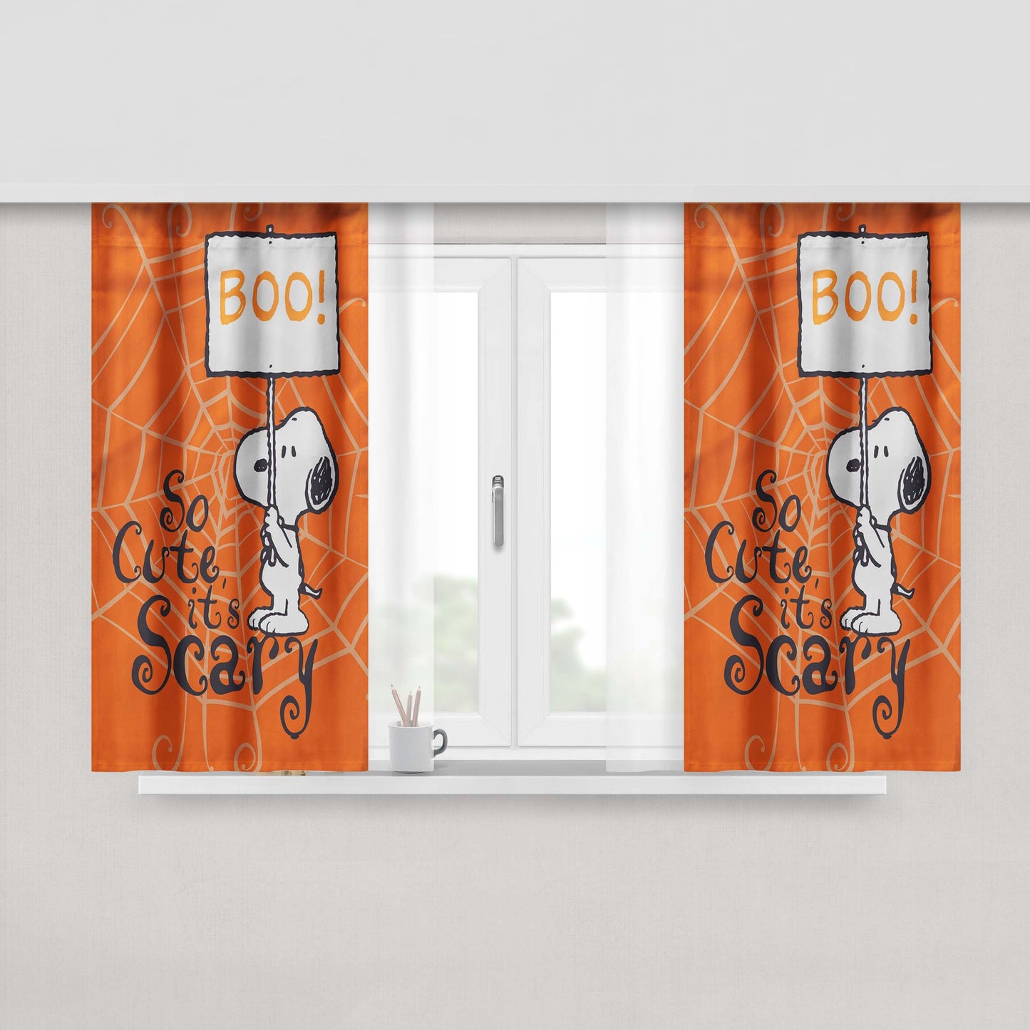 Snoopy Cute Halloween Peach Skin Window Curtains