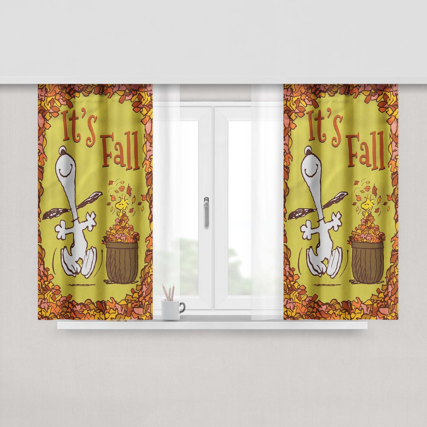 Snoopy Fall Peach Skin Window Curtains