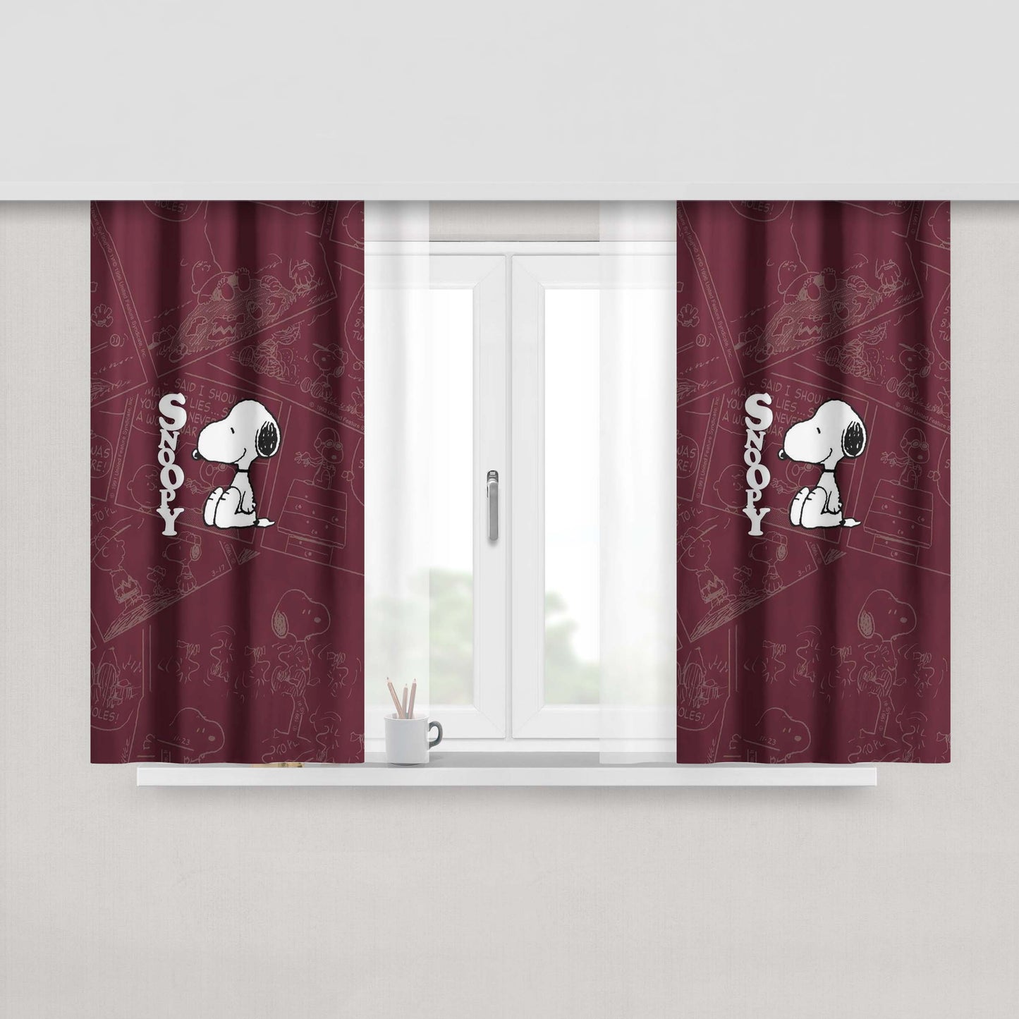 Snoopy Peanuts Peach Skin Window Curtains