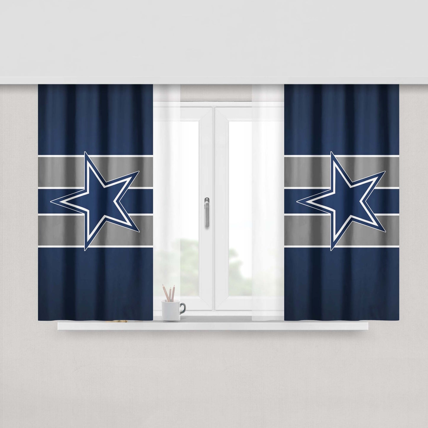 Star Cowboys Dallas Logo Peach Skin Window Curtains