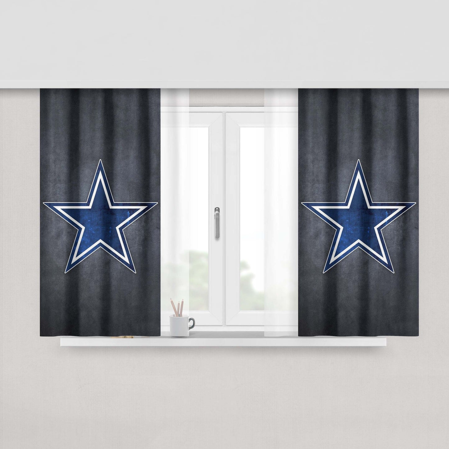 Star Symbol Dallas Cowboys Peach Skin Window Curtains