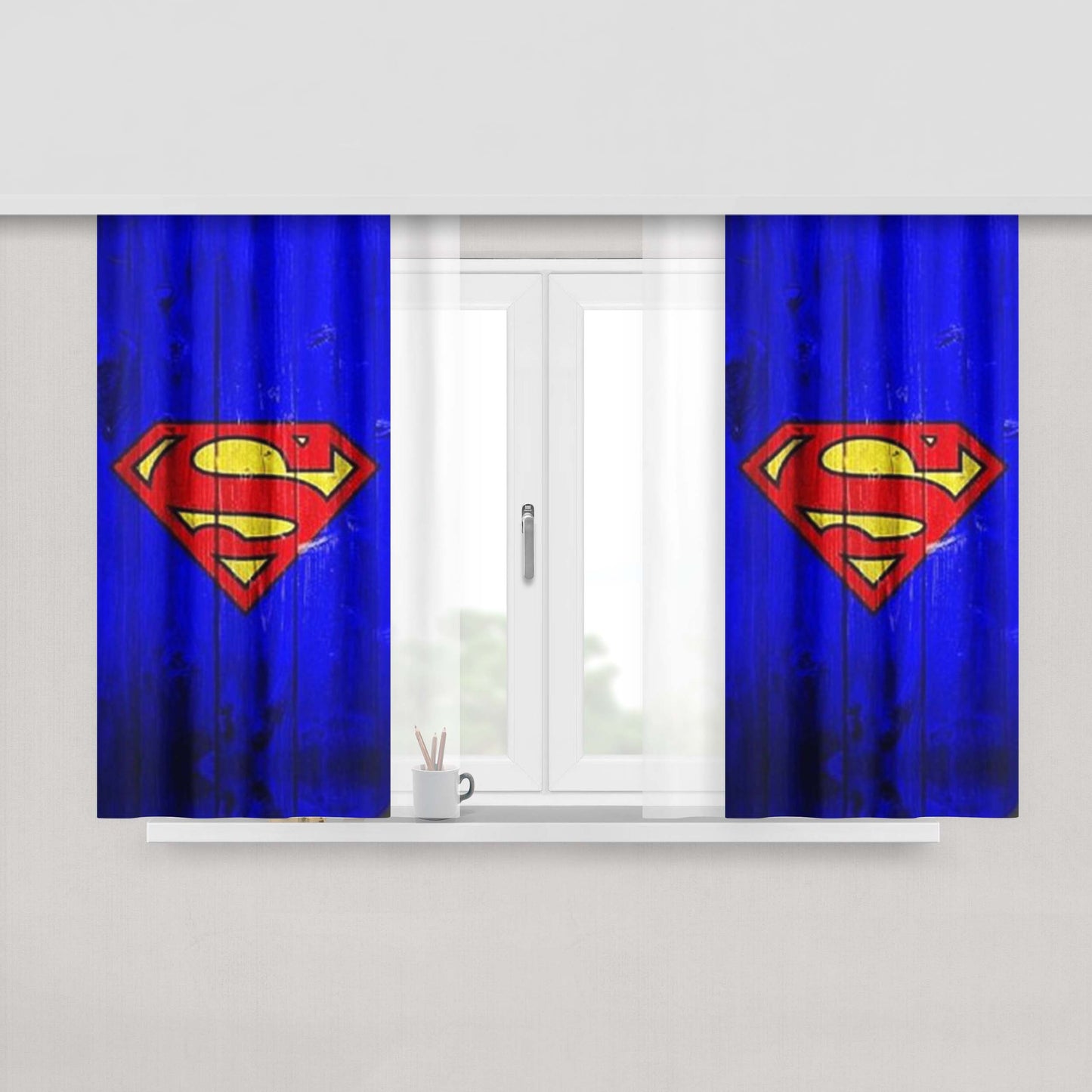 Superman Peach Skin Window Curtains