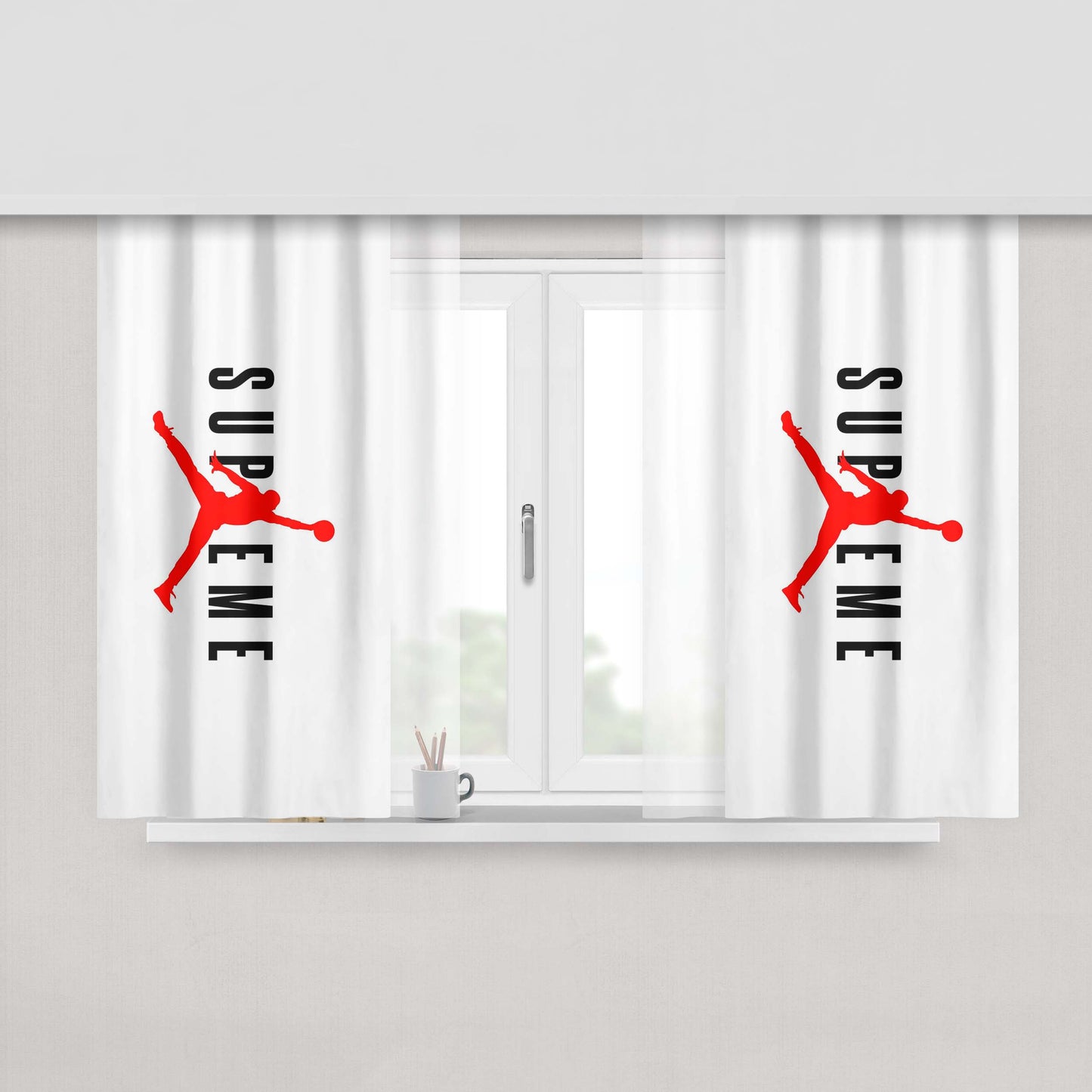 Supreme Jordan White Peach Skin Window Curtains