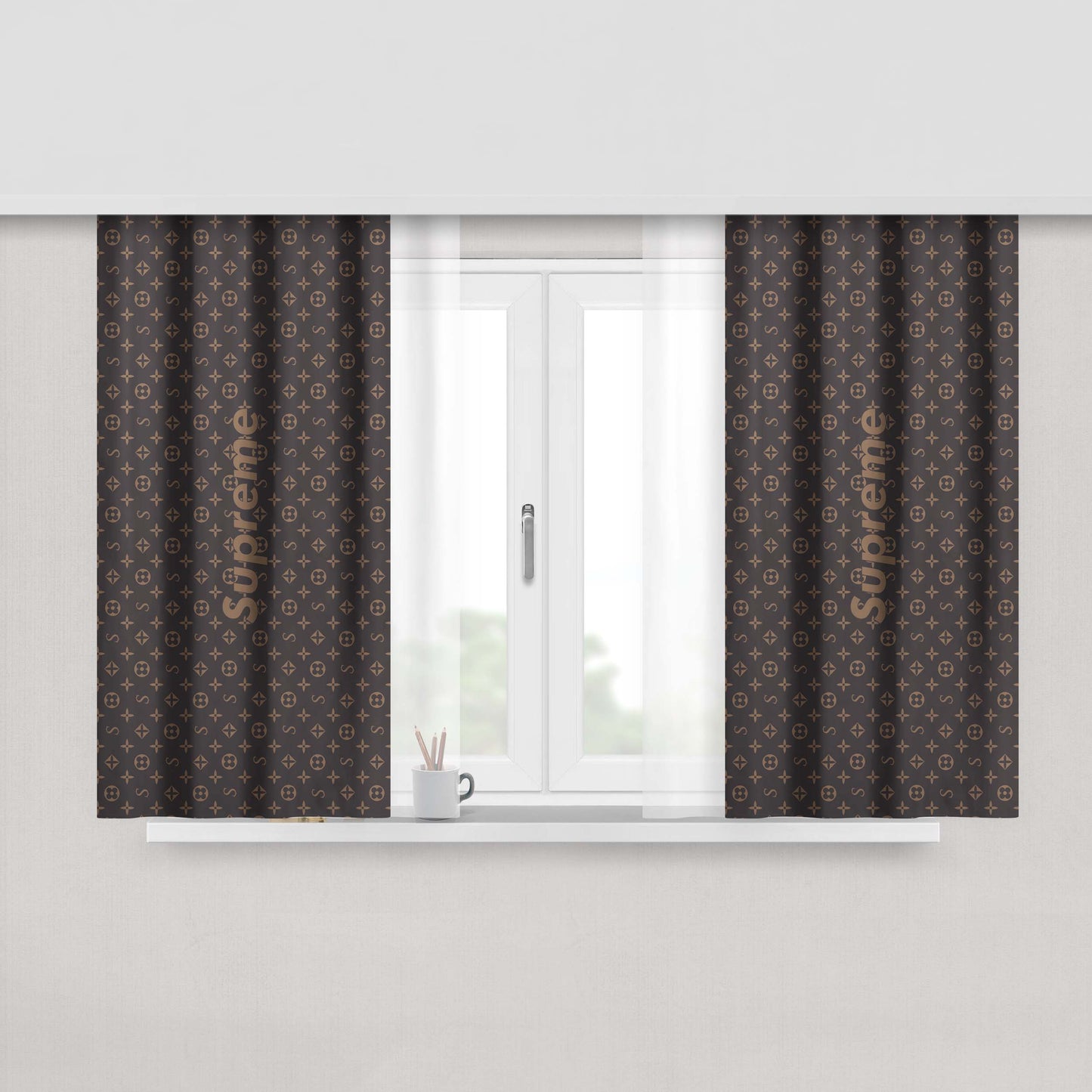 Supreme Louis Vuitton Pattern Peach Skin Window Curtains
