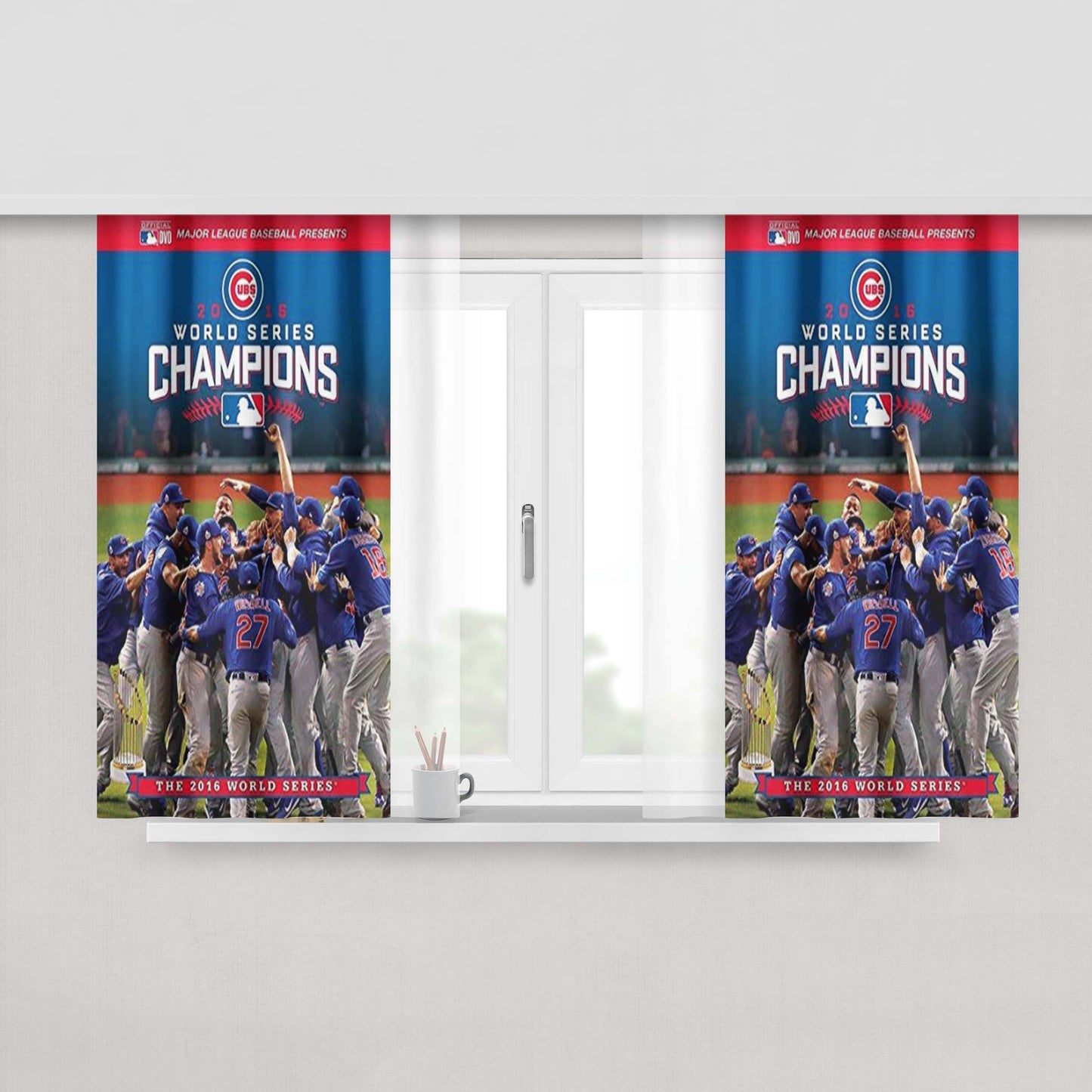 The Chicago Cubs Champions Peach Skin Window Curtains