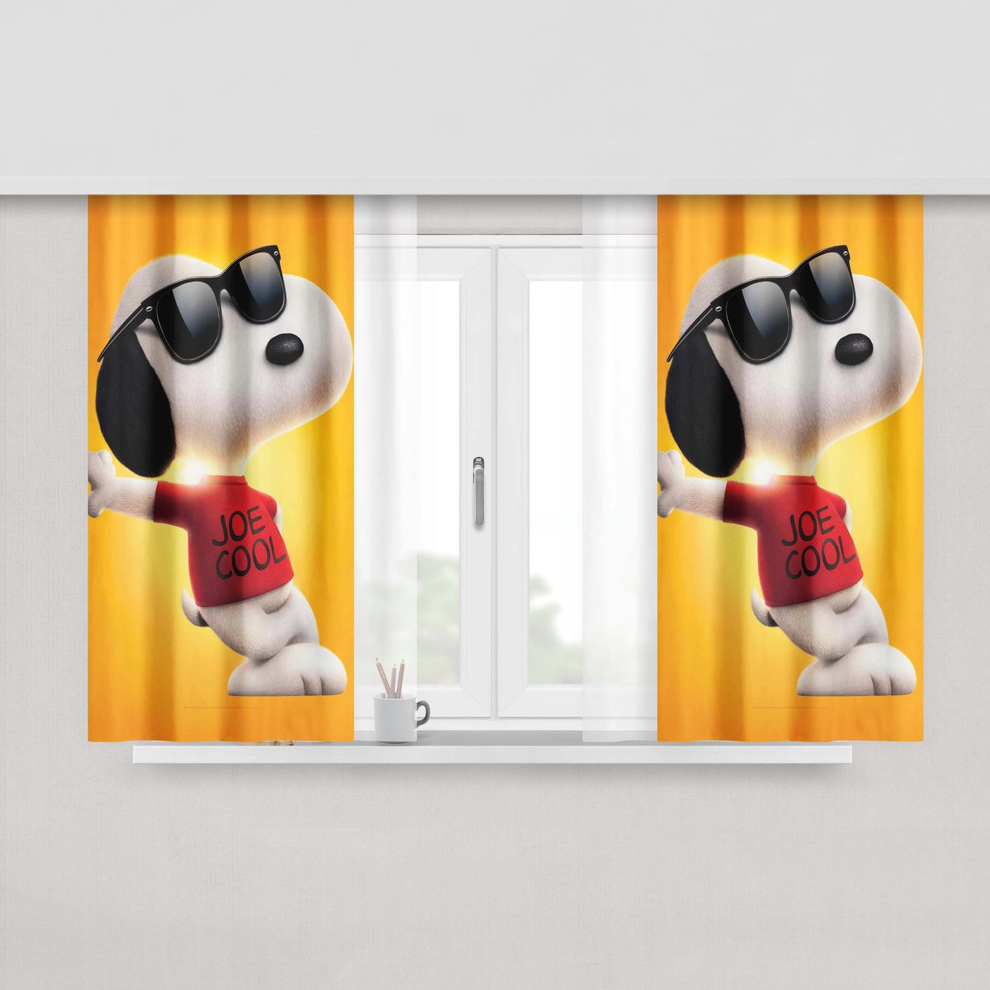 The Peanuts Movie Snoopy Joe Cool Tshirt Peach Skin Window Curtains