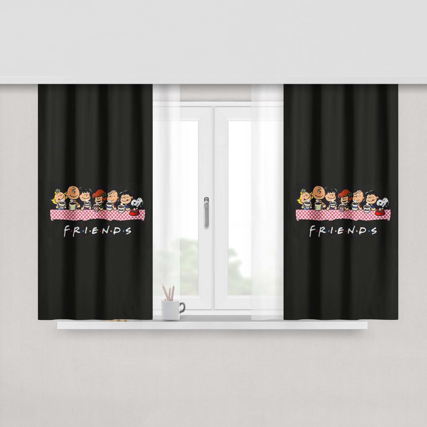 The Peanuts Snoopy Friend Peach Skin Window Curtains