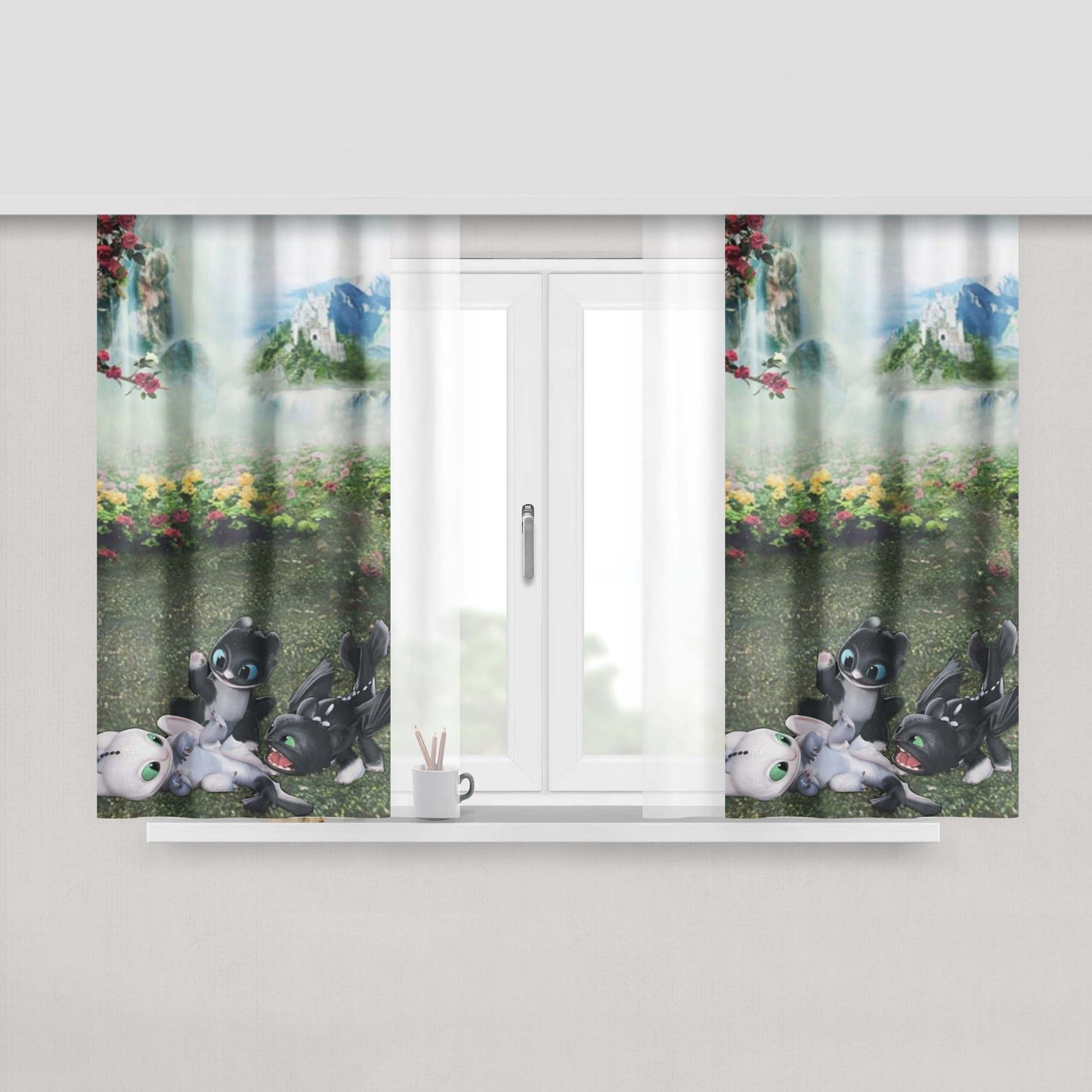 Toothless Babies In The Garden Peach Skin Window Curtains