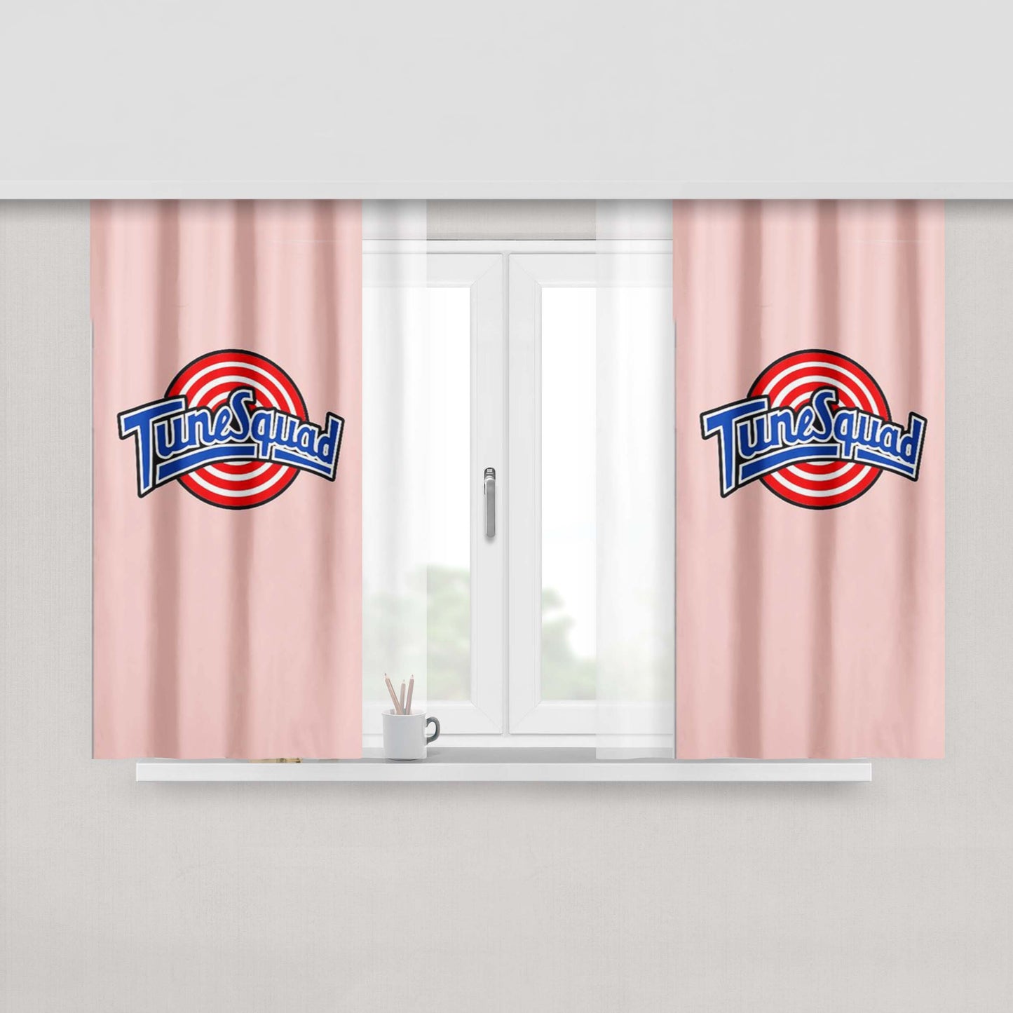 Tune Squad Logo Space Jam Michael Jordan Hipster Peach Skin Window Curtains