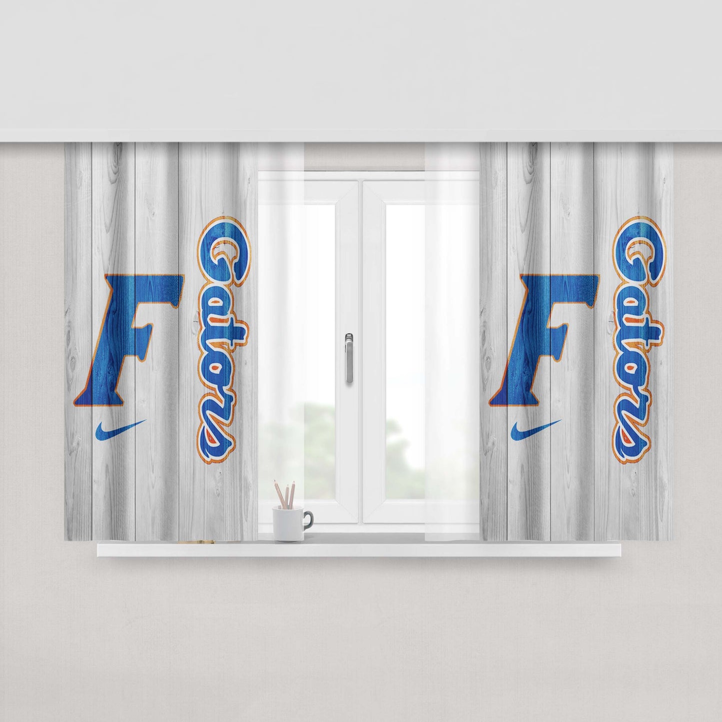 University Of Florida Gators Logo Peach Skin Window Curtains