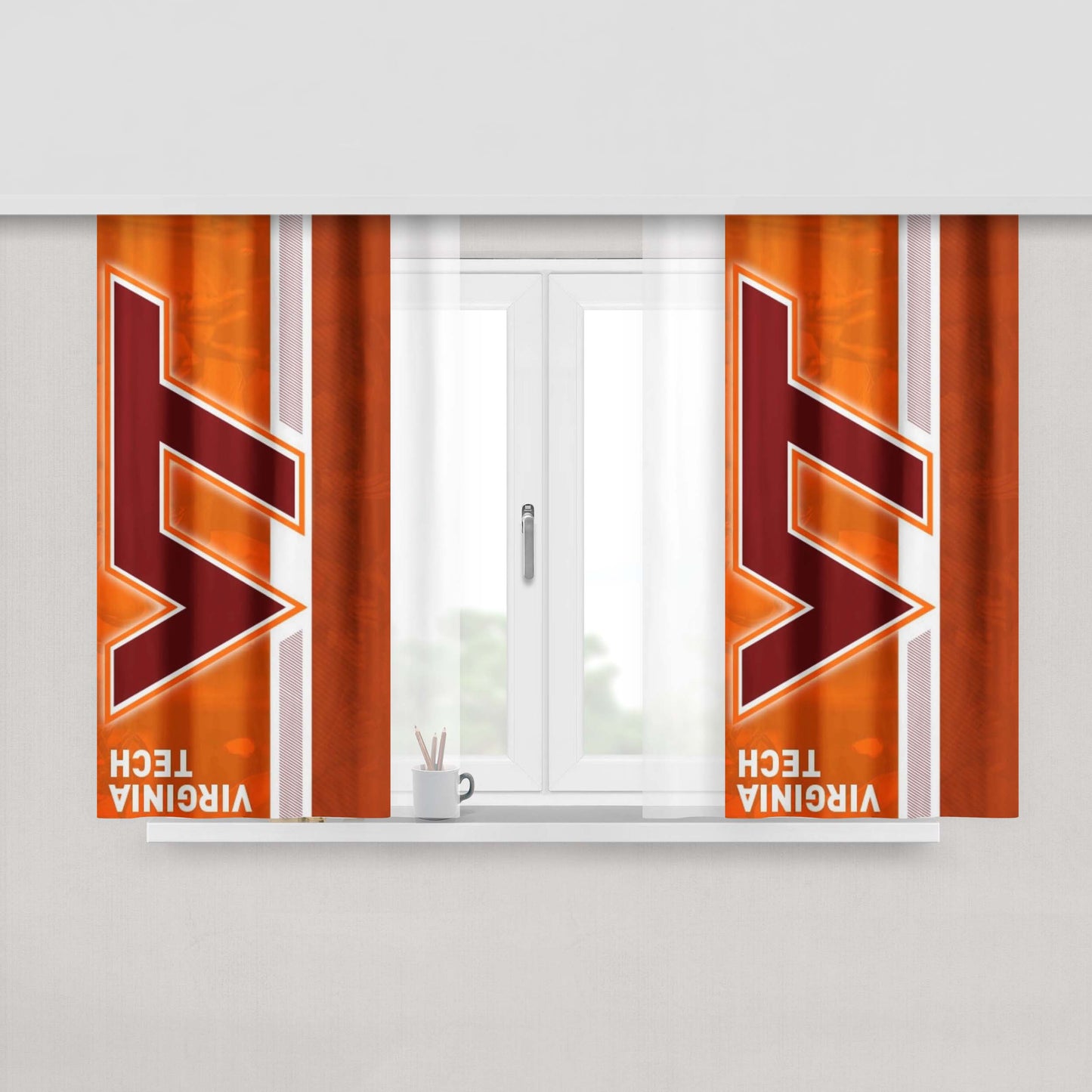 Virginia Tech Logo Peach Skin Window Curtains