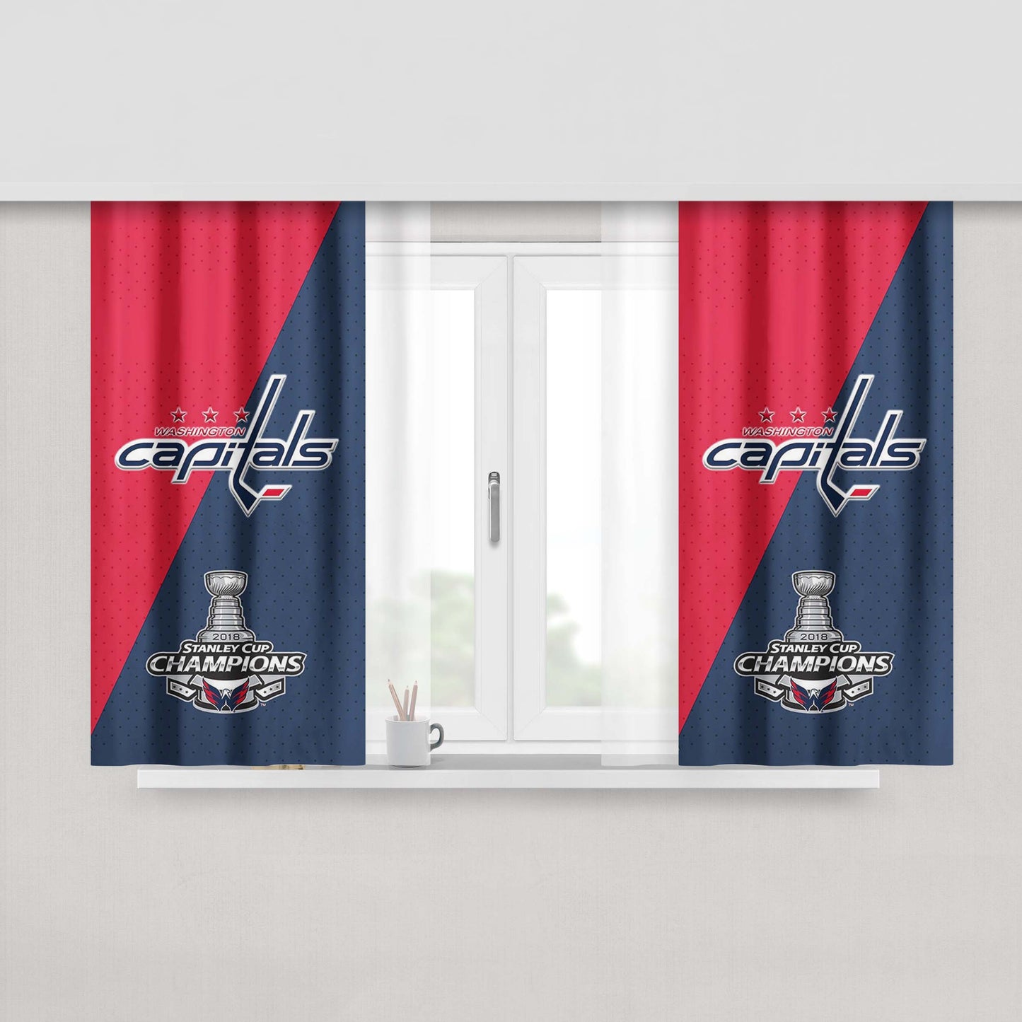 Washington Capitals Stanley Cup Peach Skin Window Curtains