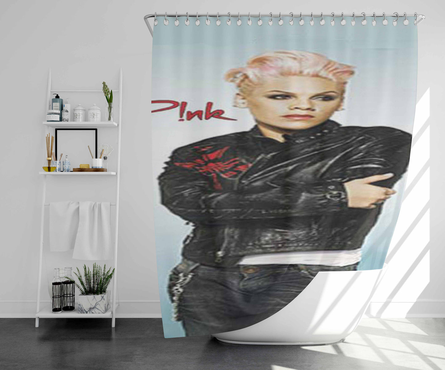 Pink Arms Crossed Bathroom Shower Curtain Fabric Waterproof | 66 X 72 Inch