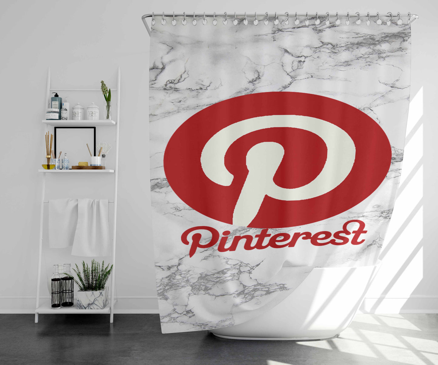 Pinterest Marble Bathroom Shower Curtain Fabric Waterproof | 66 X 72 Inch