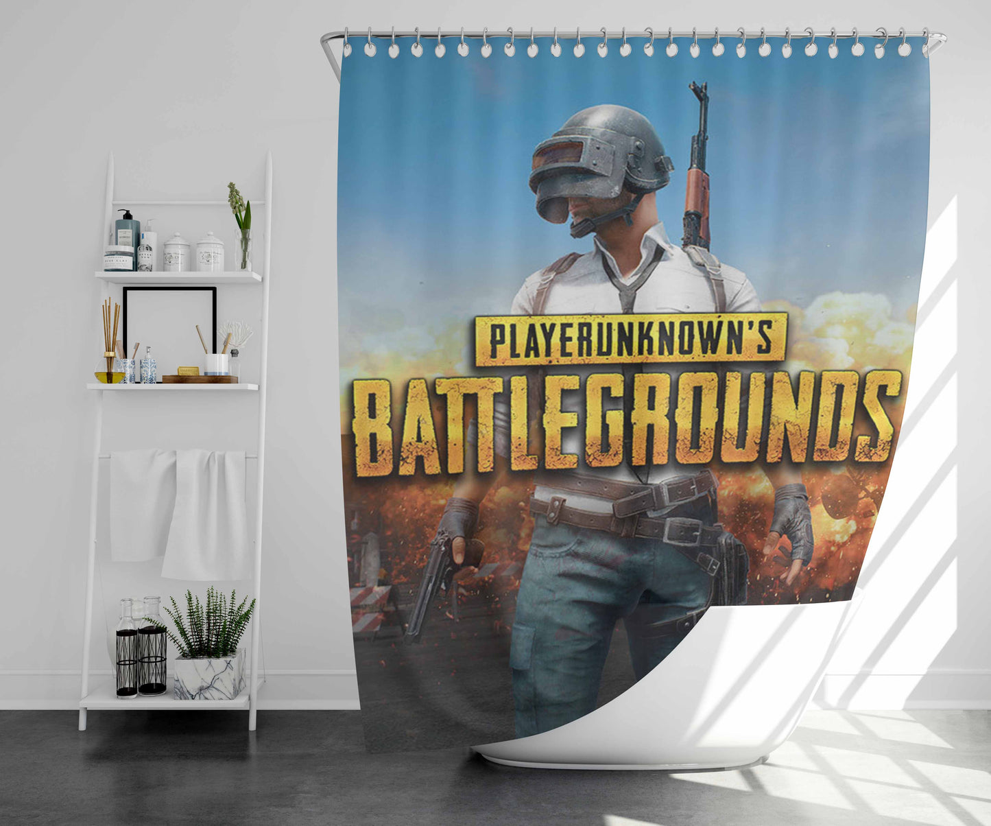 Player Unknowns Battlegrounds Bathroom Shower Curtain Fabric Waterproof | 66 X 72 Inch