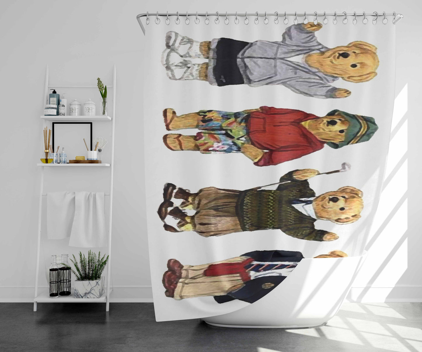 Polo Bear Collection School Bathroom Shower Curtain Fabric Waterproof | 66 X 72 Inch