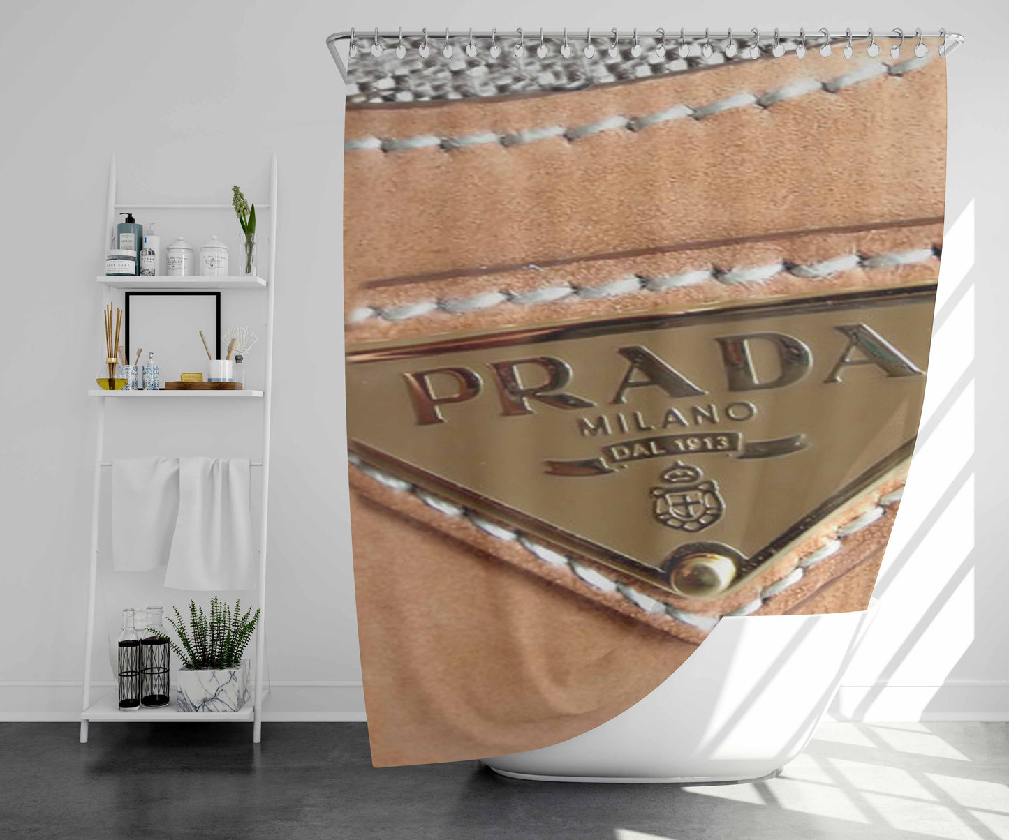 Prada Logo Bag Bathroom Shower Curtain Fabric Waterproof | 66 X 72 Inch