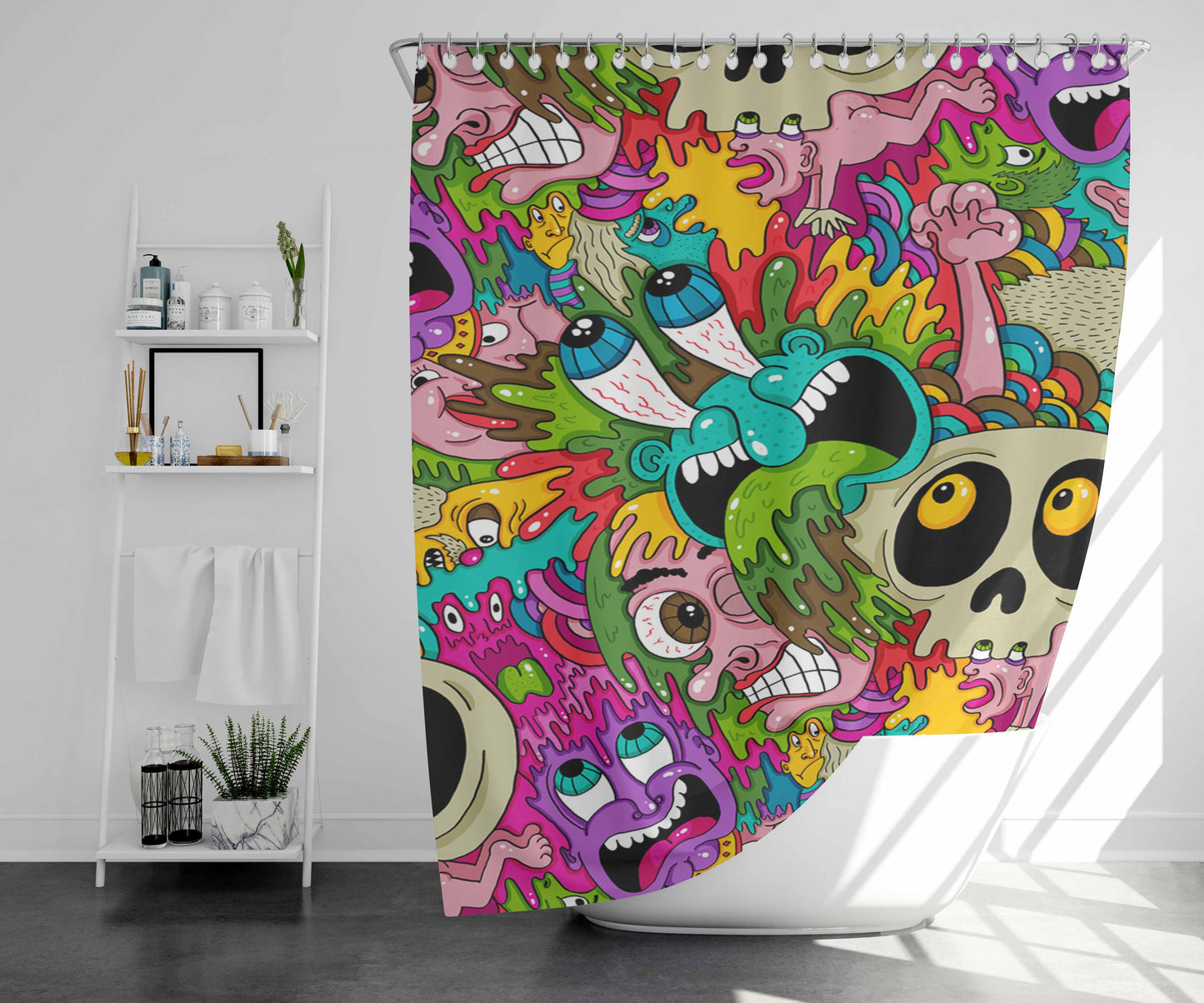 Puke Pattern Bathroom Shower Curtain Fabric Waterproof | 66 X 72 Inch