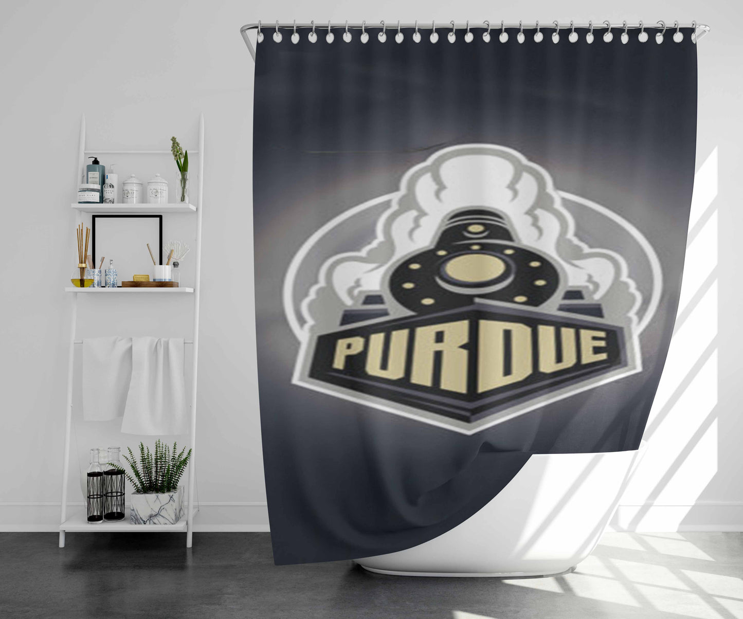 Purdue Train Bathroom Shower Curtain Fabric Waterproof | 66 X 72 Inch