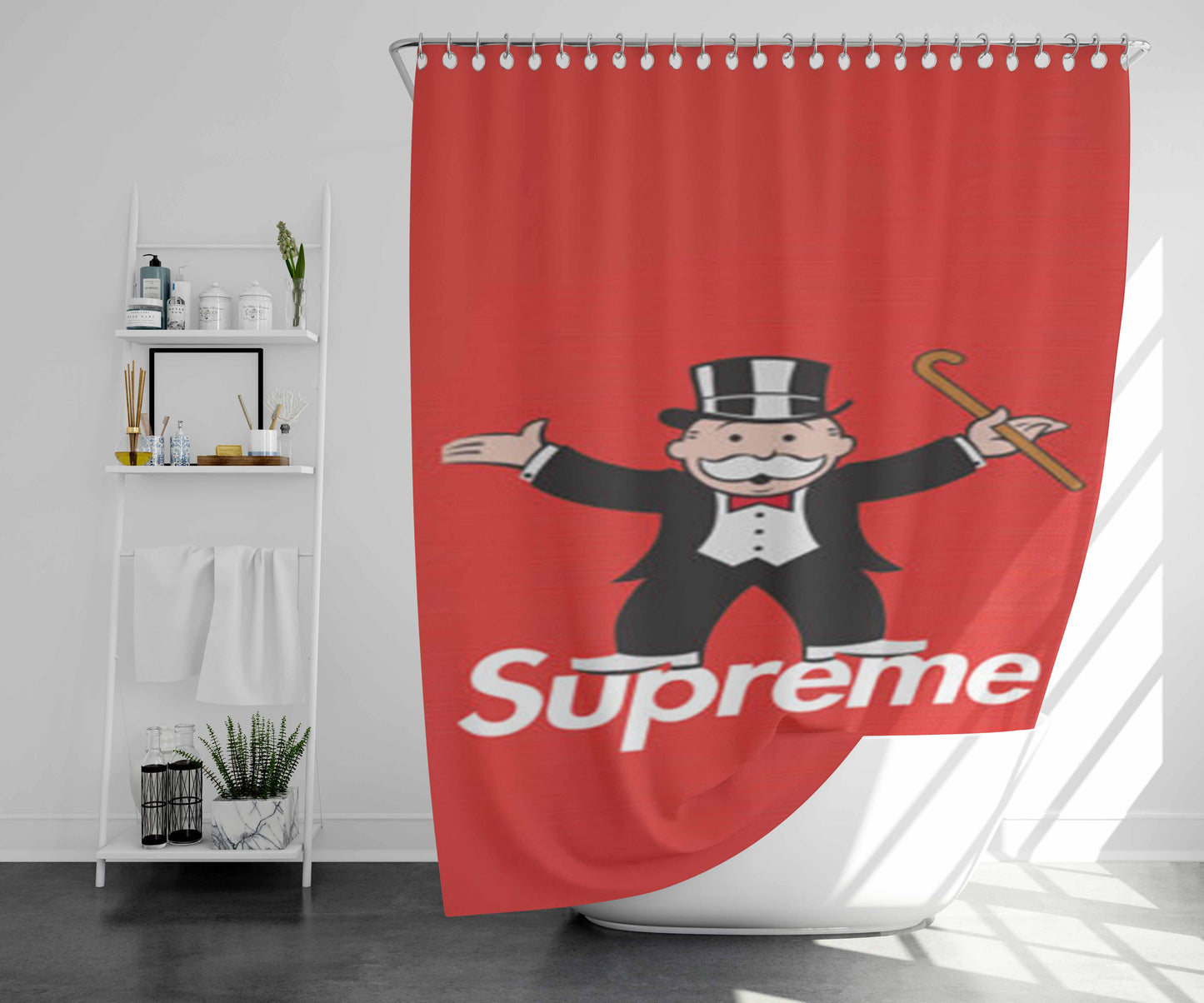 Rich Uncle Pennybags Art Bathroom Shower Curtain Fabric Waterproof | 66 X 72 Inch