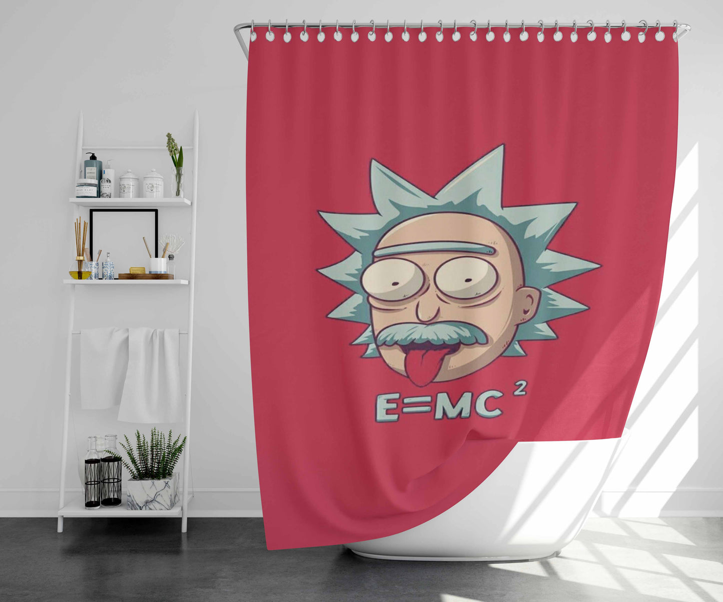 Rick Einstein Bathroom Shower Curtain Fabric Waterproof | 66 X 72 Inch