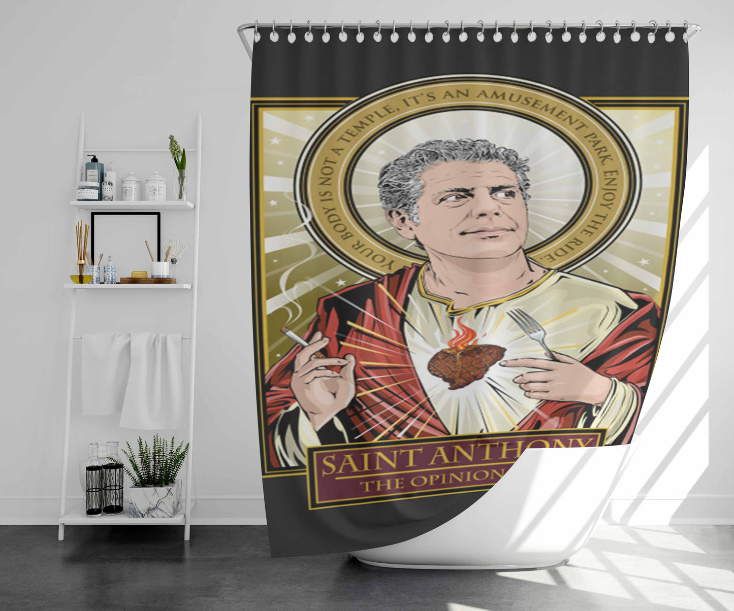 Saint Anthony Bathroom Shower Curtain Fabric Waterproof | 66 X 72 Inch
