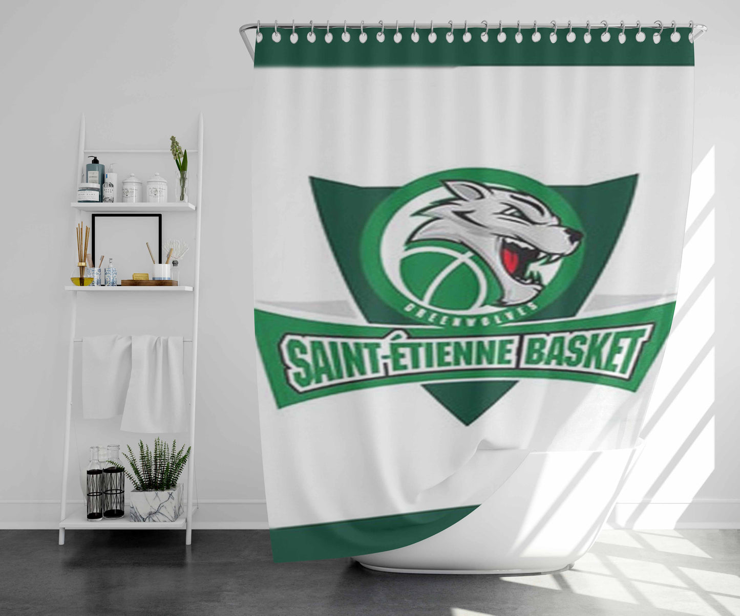 Saint Etienne Basket Bathroom Shower Curtain Fabric Waterproof | 66 X 72 Inch