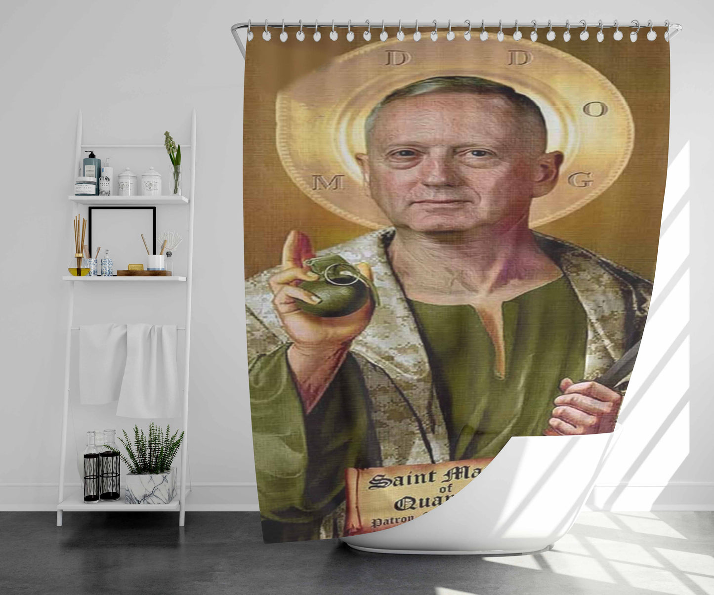 Saint Mattis Of Quantico Bathroom Shower Curtain Fabric Waterproof | 66 X 72 Inch