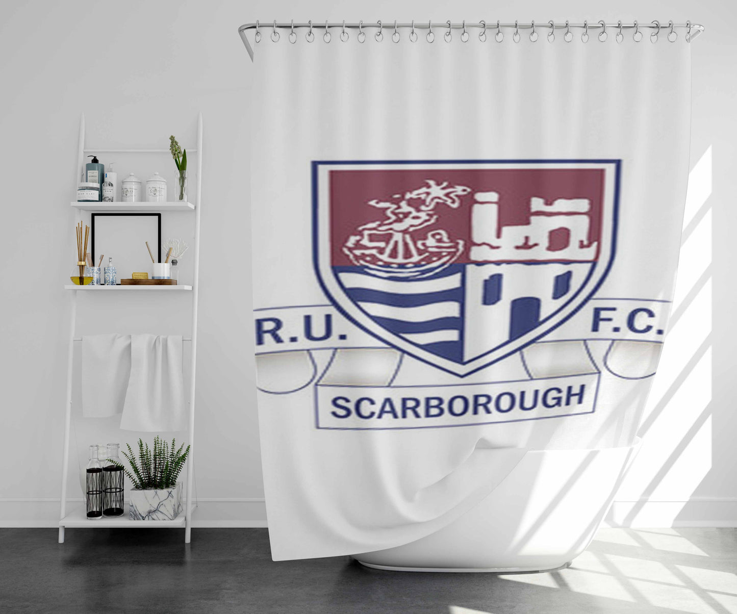 Scarborough Logo Bathroom Shower Curtain Fabric Waterproof | 66 X 72 Inch