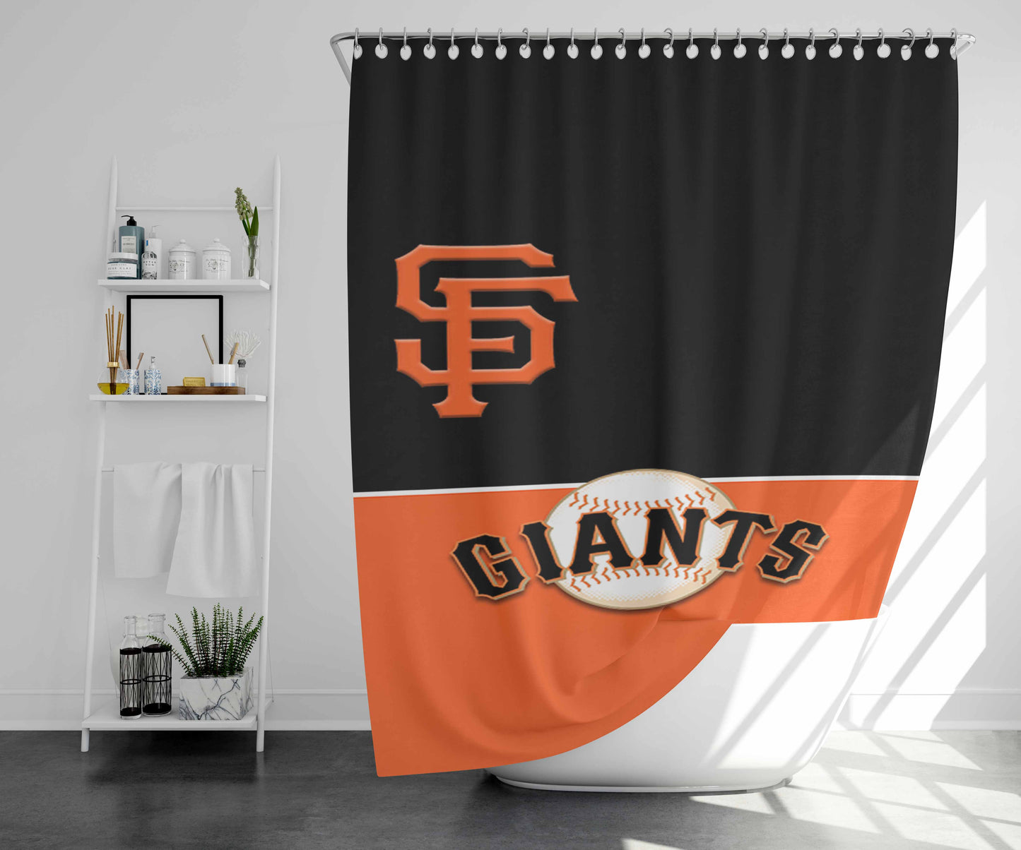 Sf Giants Minimalist Wallpaper Bathroom Shower Curtain Fabric Waterproof | 66 X 72 Inch