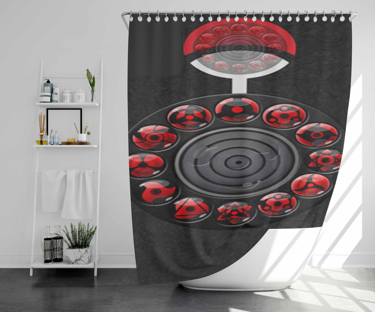 Sharingan Circle And Rinnegan Bathroom Shower Curtain Fabric Waterproof | 66 X 72 Inch