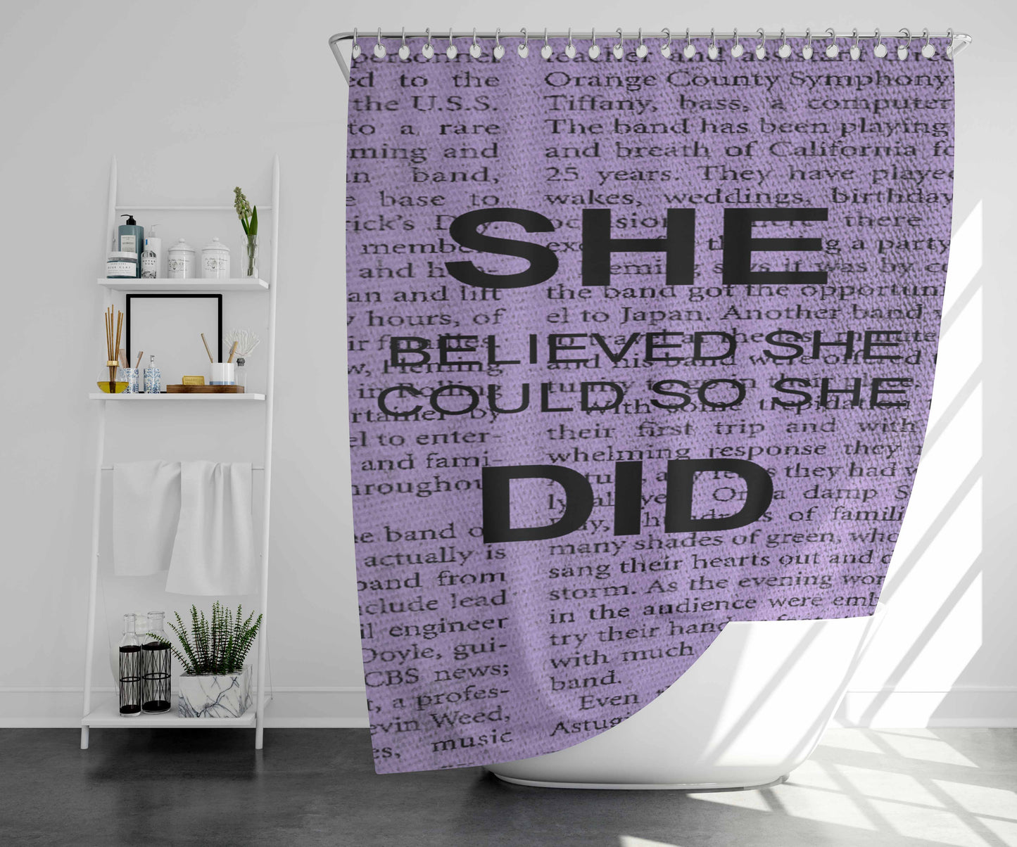 She Believed She Could So She Did Bathroom Shower Curtain Fabric Waterproof | 66 X 72 Inch