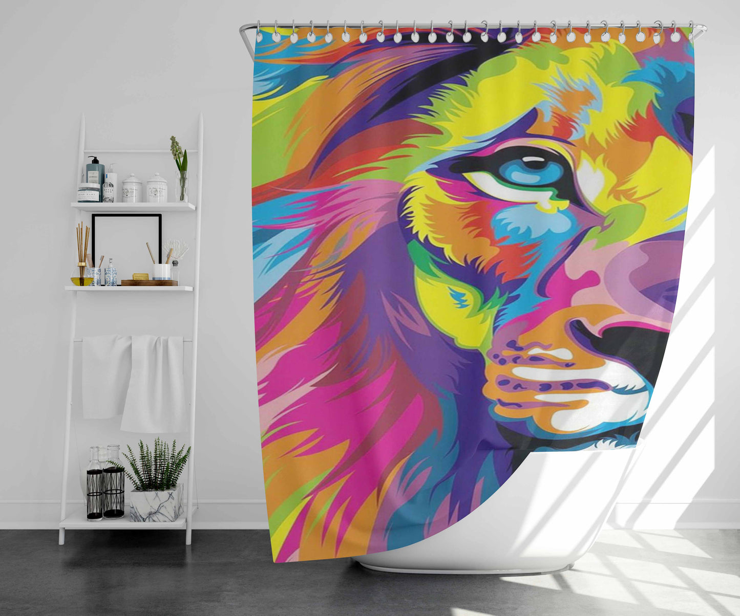 Simba Colorful Bathroom Shower Curtain Fabric Waterproof | 66 X 72 Inch