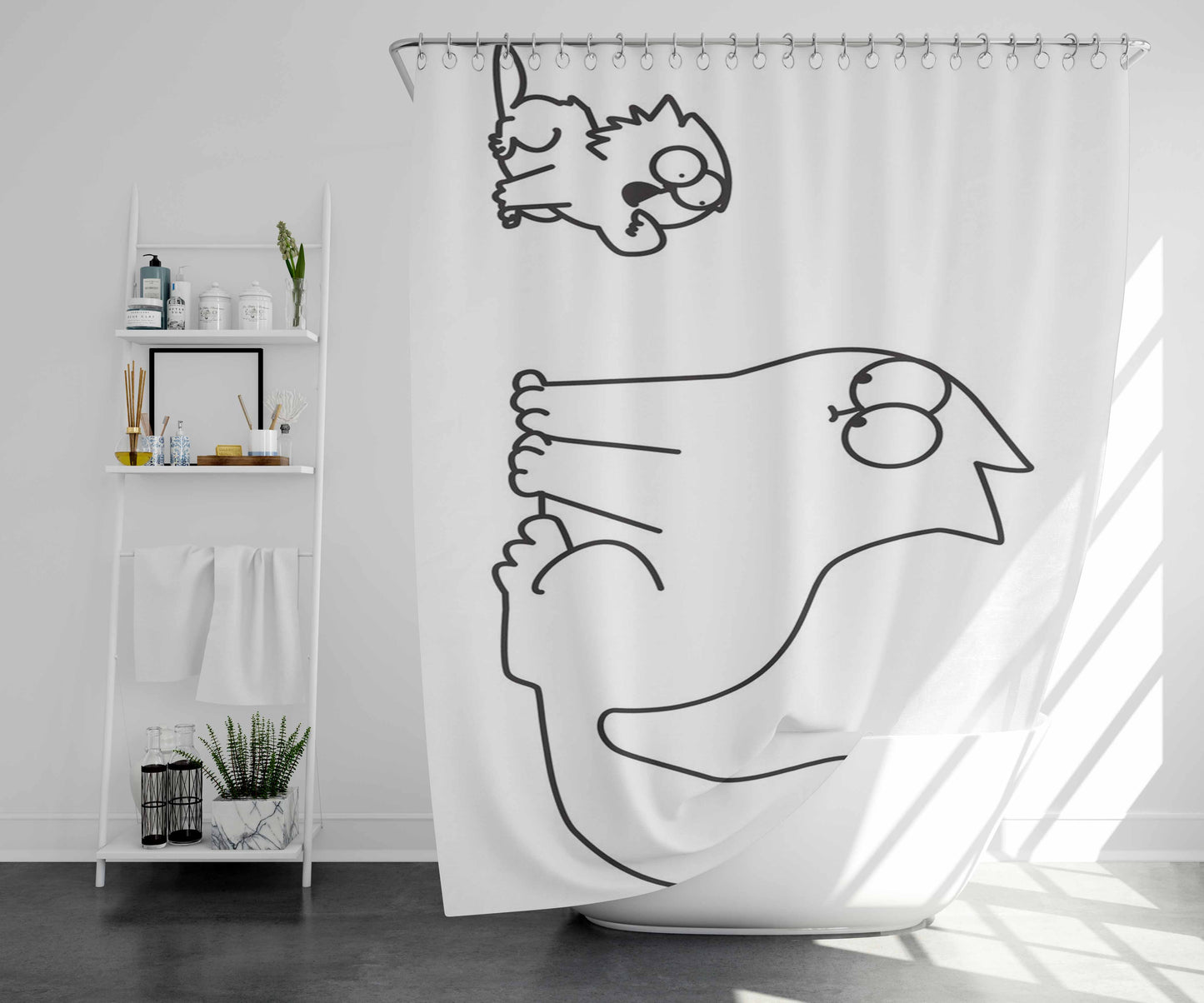 Simon'S Cat Bathroom Shower Curtain Fabric Waterproof | 66 X 72 Inch
