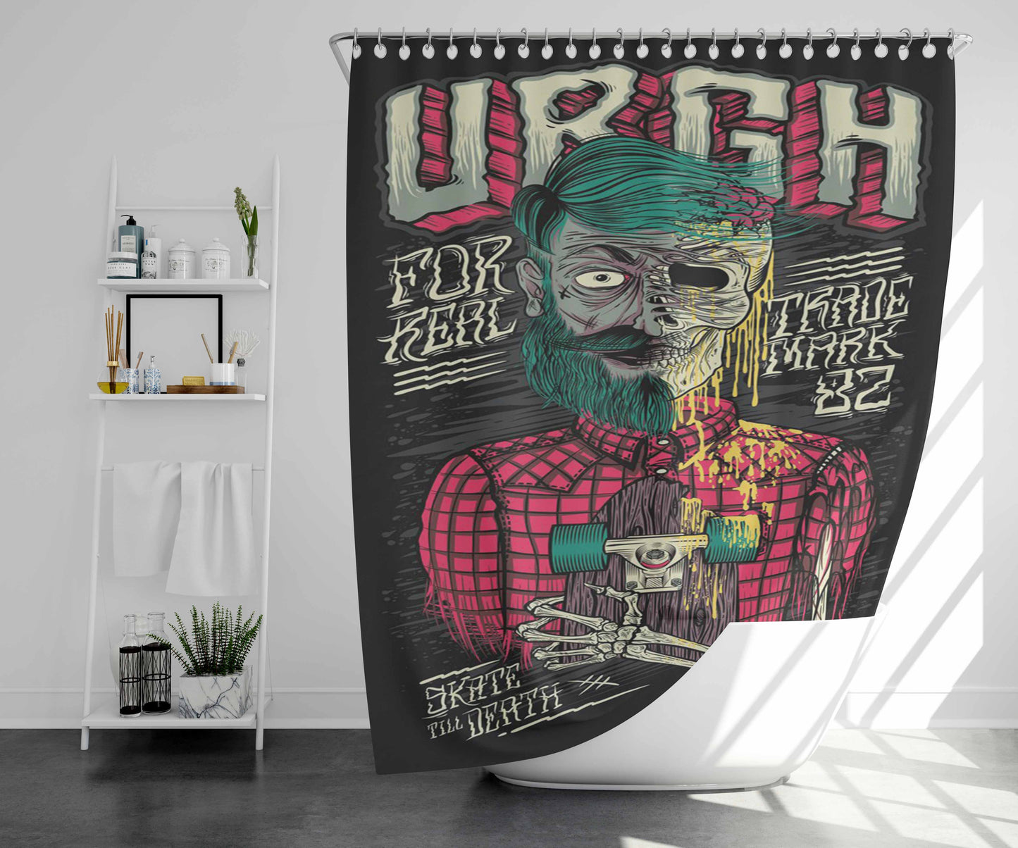 Skate Urgh Bathroom Shower Curtain Fabric Waterproof | 66 X 72 Inch
