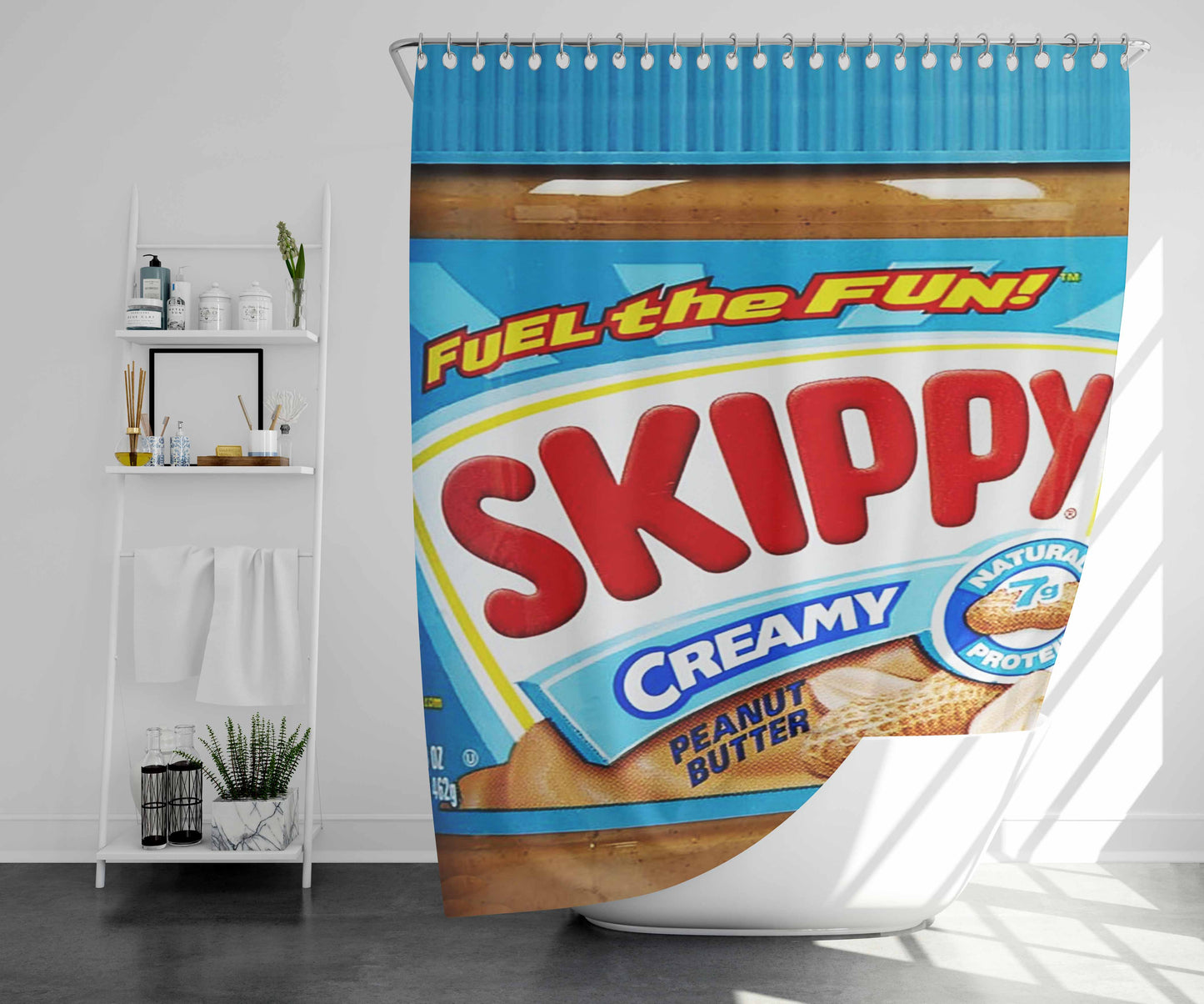Skippy Creamy Peanut Butter Bathroom Shower Curtain Fabric Waterproof | 66 X 72 Inch