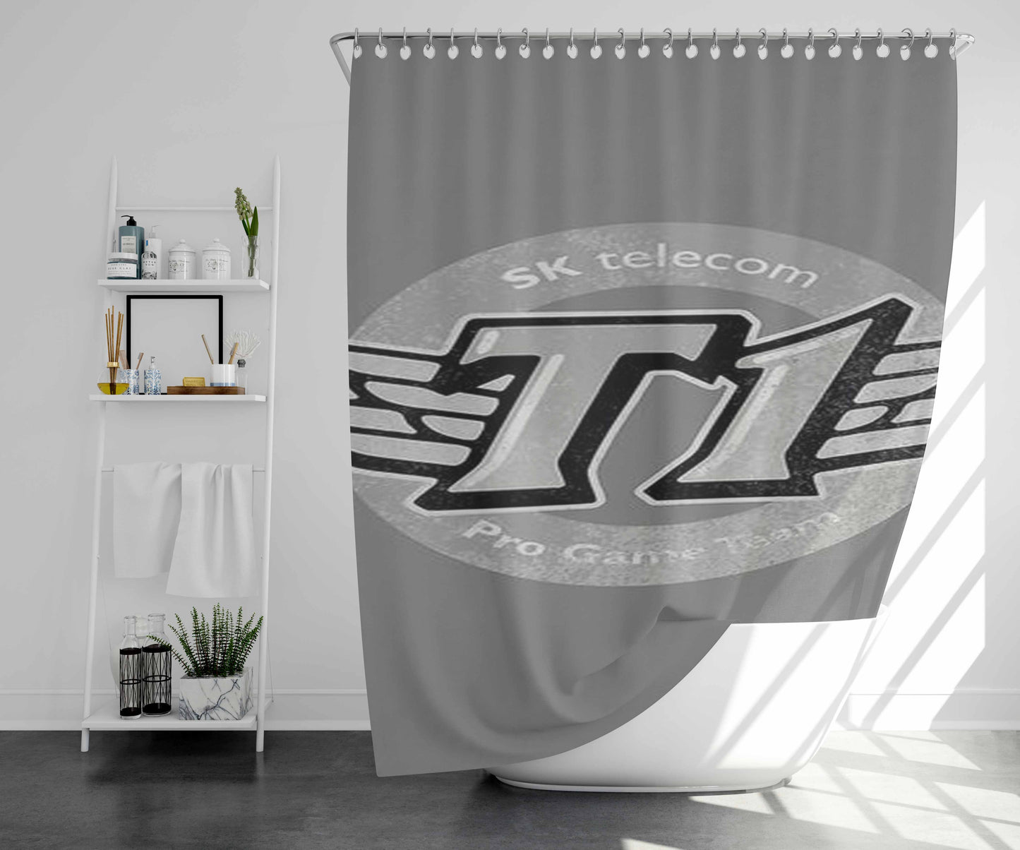Skt T1 Vintage Logo Bathroom Shower Curtain Fabric Waterproof | 66 X 72 Inch