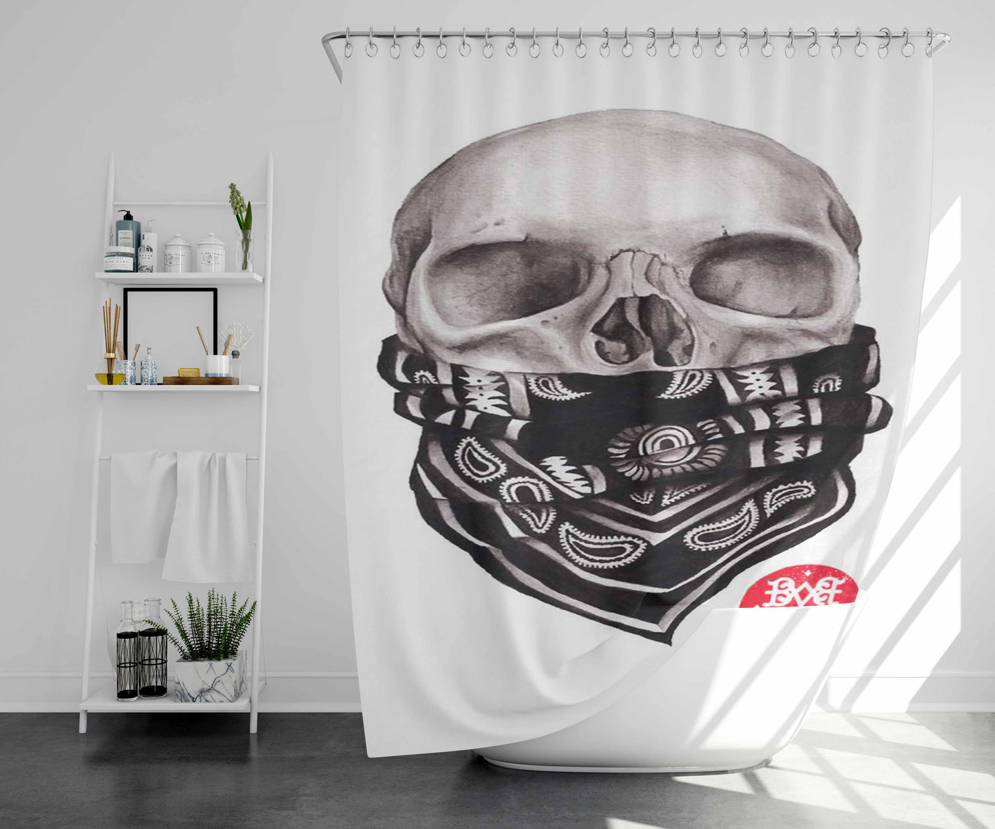 Skull Art Of Barish Bathroom Shower Curtain Fabric Waterproof | 66 X 72 Inch