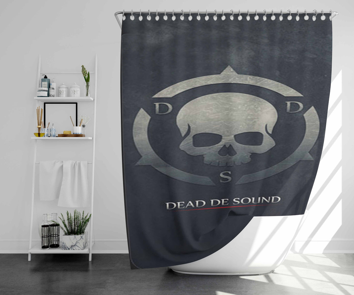 Skull Dead De Sound Bathroom Shower Curtain Fabric Waterproof | 66 X 72 Inch