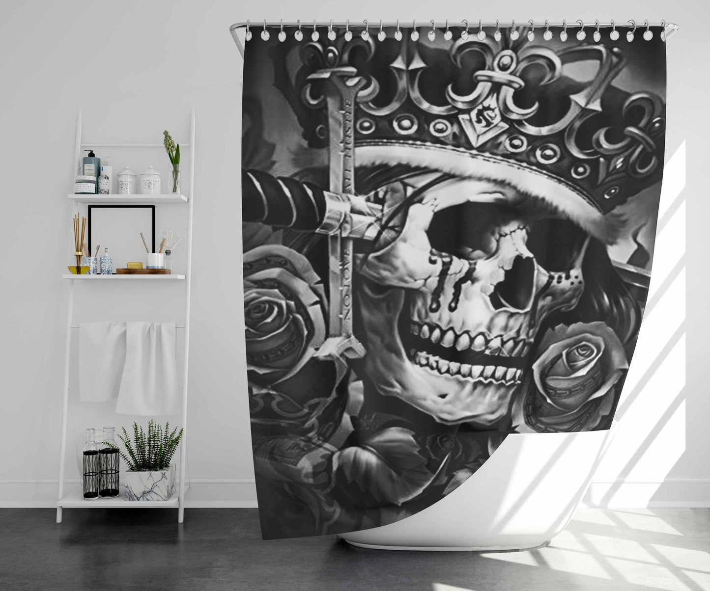 Skull King Bathroom Shower Curtain Fabric Waterproof | 66 X 72 Inch