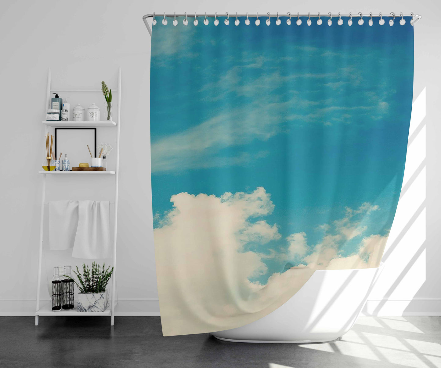 Sky Best Viem Blue Bathroom Shower Curtain Fabric Waterproof | 66 X 72 Inch