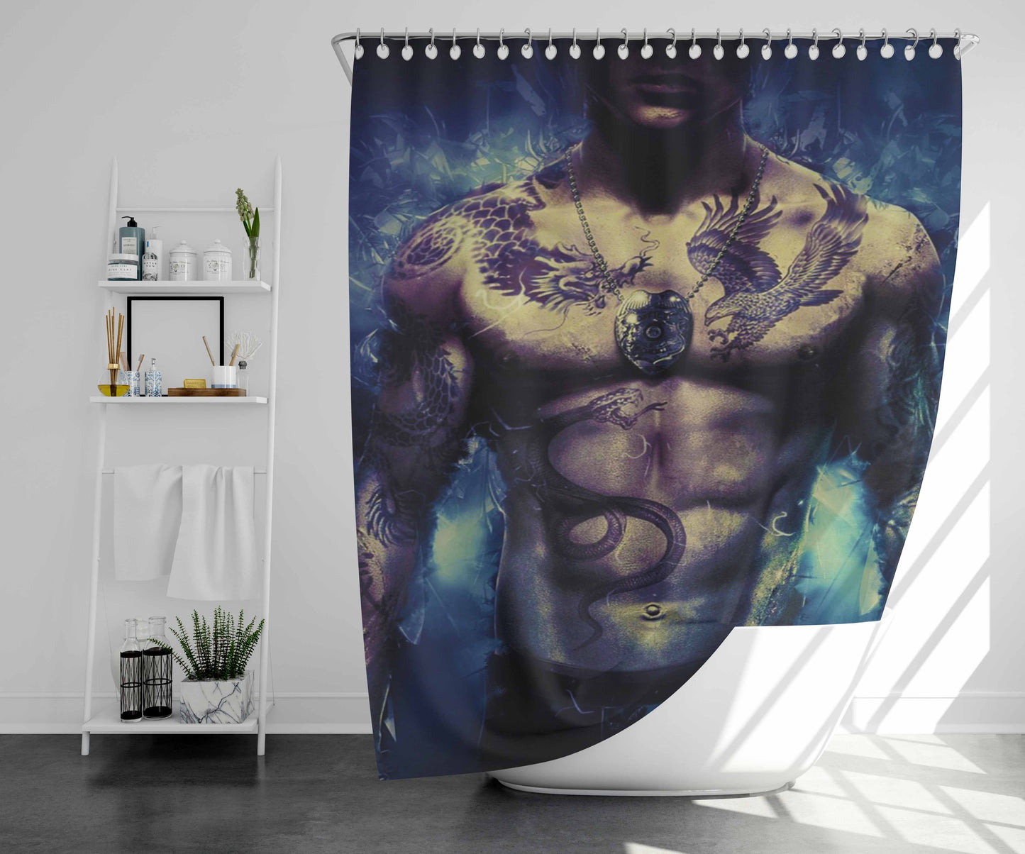 Sleeping Dogs Bathroom Shower Curtain Fabric Waterproof | 66 X 72 Inch