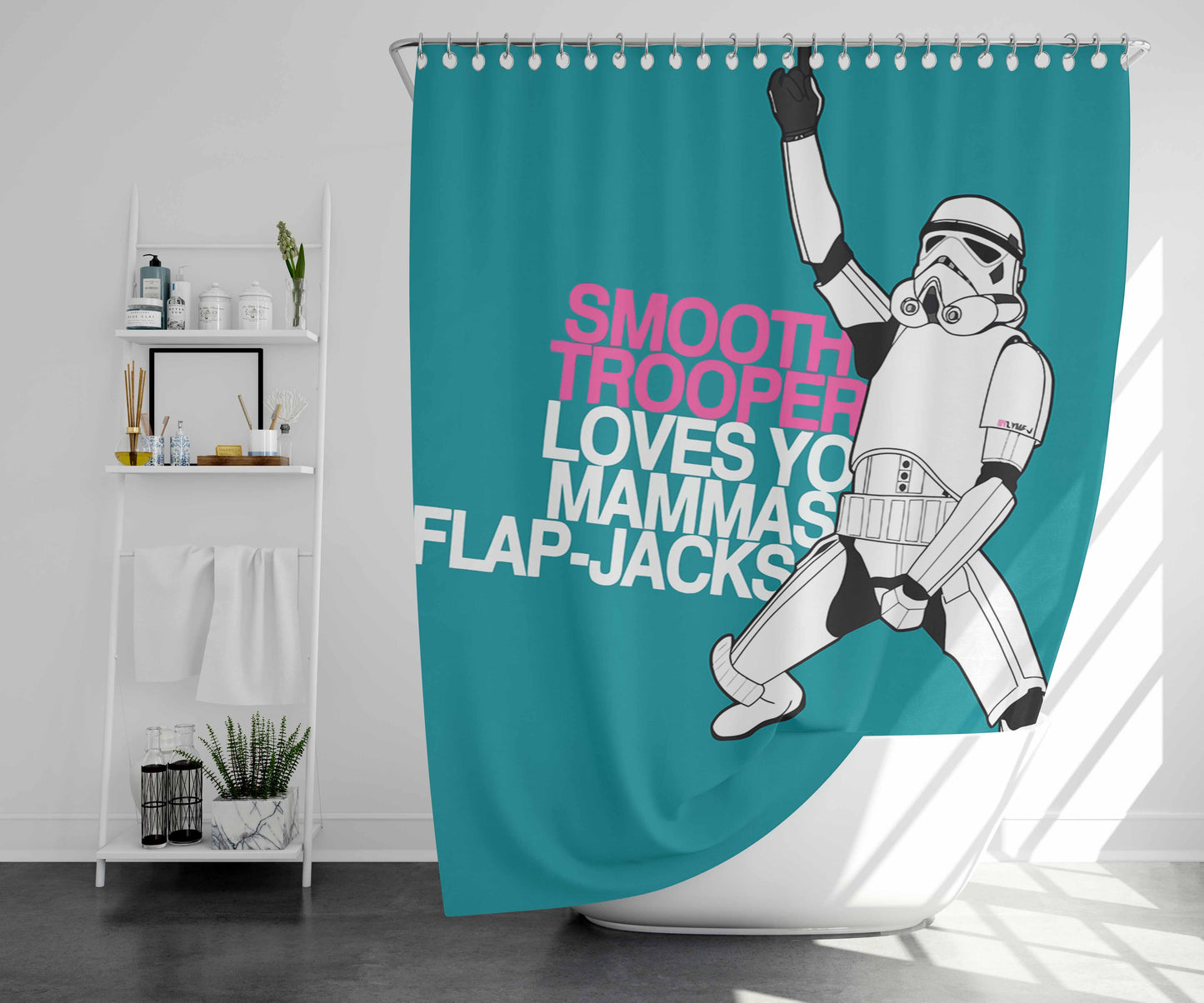 Smooth Trooper Quote Bathroom Shower Curtain Fabric Waterproof | 66 X 72 Inch