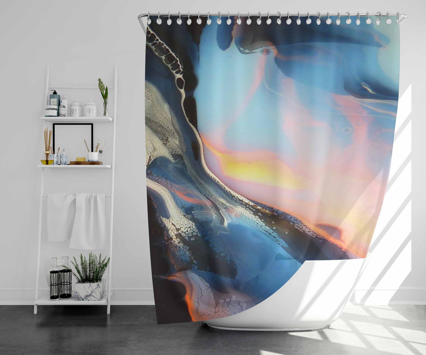 Soft Marble Bathroom Shower Curtain Fabric Waterproof | 66 X 72 Inch